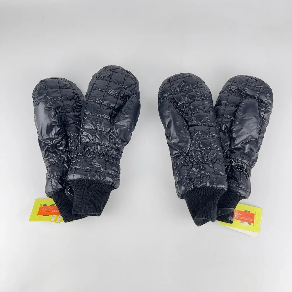 Pair of‎ 2 All in Motion Puffer Mittens Gloves Kids Size 8-14 Black Faux Leather